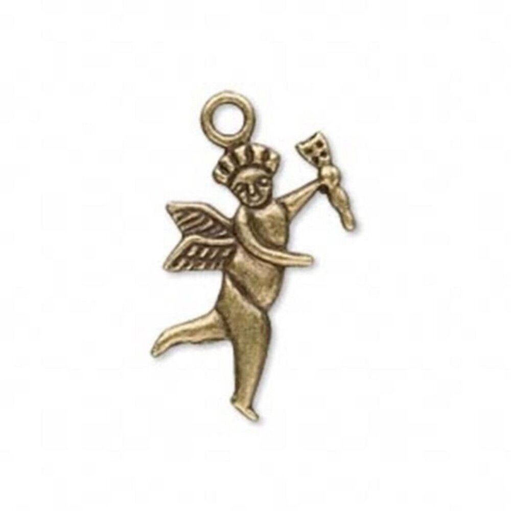 Antiqued Brass Bronze Cherub Angel 28x16mm Drops Charms 10 pcs